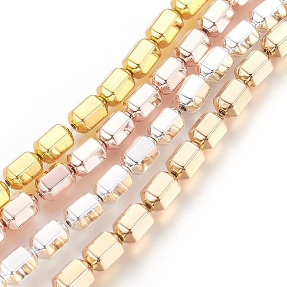 Electroplated Non-magnetic Synthetic Hematite Beads Strands, Long-Lasting Plated, Faceted Column