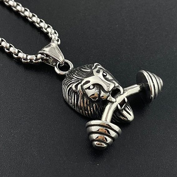 Стильное ожерелье с подвеской в виде панк-льва для мужчин, винтаж 304 ожерелье из нержавеющей стали в форме льва
