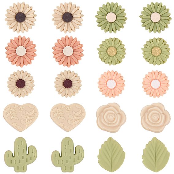 20 шт. 10 стили, экологически чистые силиконовые фокальные бусины пищевого качества, разнообразные