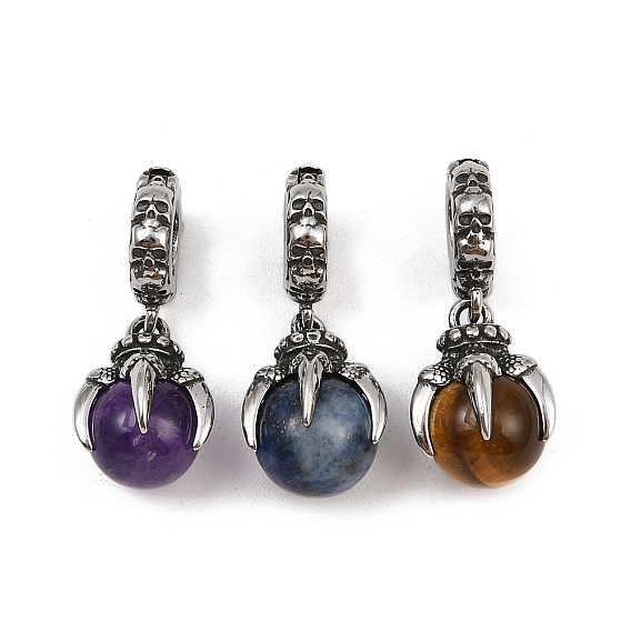 Коготь дракона 316 кулон из хирургической нержавеющей стали и круглого натурального драгоценного камня