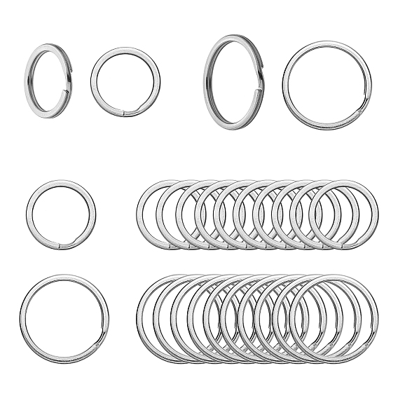 304 Stainless Steel Split Key Rings, Keychain Clasp Findings