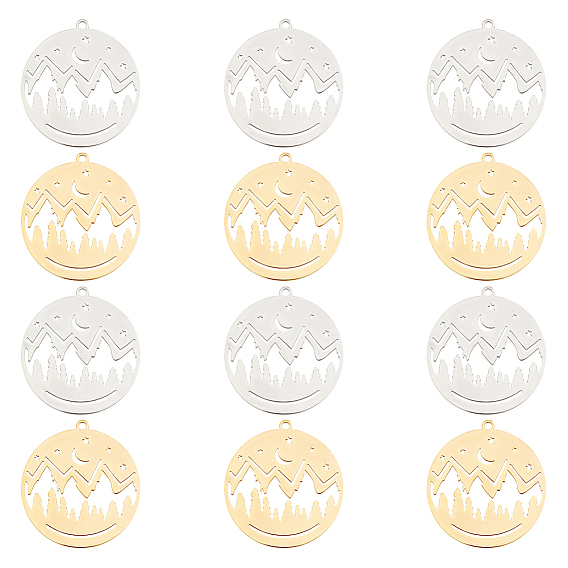 12 шт. 2 цвета 201 подвески из нержавеющей стали, плоский круглый с верблюдом