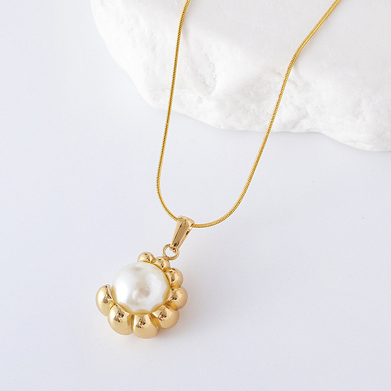 3 шт. ожерелья из нержавеющей стали с имитацией жемчуга и круглым кулоном для женщин, белые