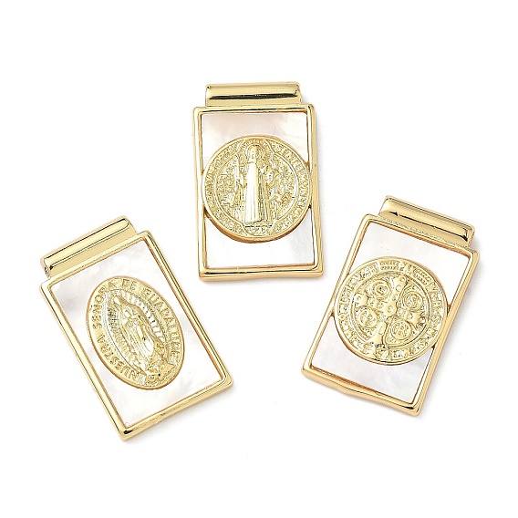 Латунные подвески в форме натуральной белой ракушки с прямоугольным сечением, реальный 18 k позолоченный, без свинца и без кадмия, долговечный