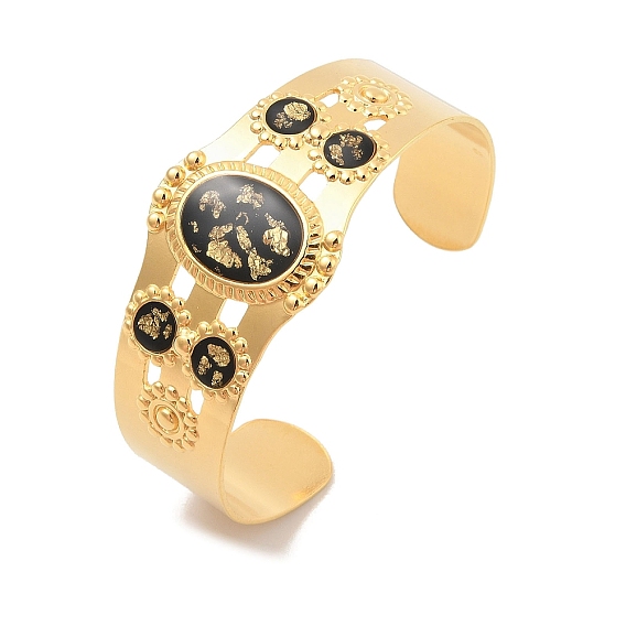 304 женские браслеты-манжеты из нержавеющей стали, с эмалью и кусочками раковины морского ушка