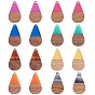 16Pcs 8 Styles Transparent Resin & Walnut Wood Pendants, Teardrop Charm