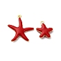 Латунь эмаль подвески, прелести морская звезда, стойки покрытие, долговечный, без кадмия и без свинца, реальный 18 k позолоченный