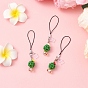 Christmas Theme Glass Seed & PVC Mobile Dustproof Plugs Pendant Decorations, Cord Loop, with Alloy Lobster Claw Clasps, Cactus Ball, Platinum