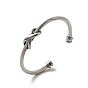 304 Stainless Steel Infinity Beaded Twist Rope Open Cuff Bangle for Women