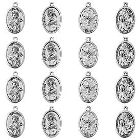 20 шт 4 подвески из сплава в тибетском стиле, ул. Фрэнсис ассизийской медали, овальные, без кадмия и без свинца