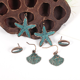 Bohemian Ocean Style Seashell Earrings with Vintage Distressed Starfish Trio Set