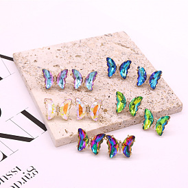 Colorful Crystal Fairy Butterfly Earrings - Delicate Glass Butterfly Ear Jewelry for Women.