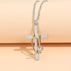 Стетоскоп крест сплав кристалл горный хрусталь кулон ожерелья для женщин