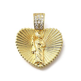 Латунные микро проложить кубического циркония подвески, амулеты в виде сердца и святого, стойки покрытие, долговечный, без свинца и без кадмия