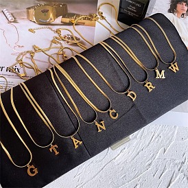 316 Женские ожерелья с цепочкой-змейкой из хирургической нержавеющей стали с инициалом, золотые