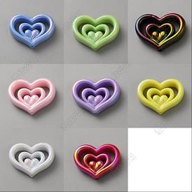 48pcs 8 couleurs perles acryliques opaques, coeur creux