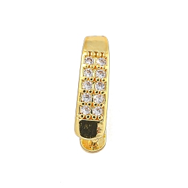 Rack Plating Brass Micro Pave Clear Cubic Zirconia Ice Pick Pinch Bails, Long-Lasting Plated, Lead Free & Cadmium Free