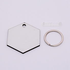 Sublimation Blanks Keychains, MDF Board Heat Transfer Keyring, for Heat Press, Hexagon, Platinum
