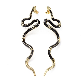 Настоящие 18 позолоченные серьги-гвоздики с яркой змеиной и эмалью, покрытые золотом, латунные длинные серьги с фианитом для девушек и женщин