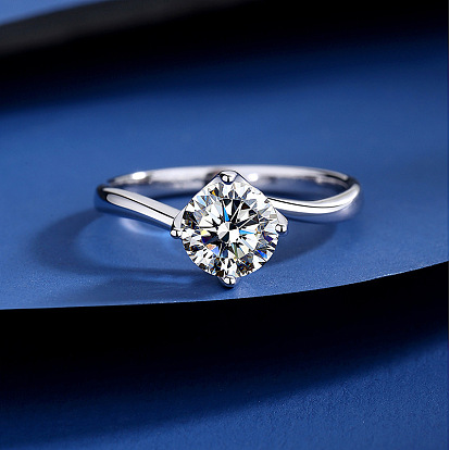 Плоские круглые родиевые 925 кольца из стерлингового серебра с микропаве из кубических цирконий/муассанитов для женщин