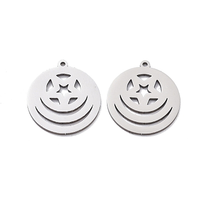 201 подвески из нержавеющей стали, лазерная резка, плоский круглый с шармом в виде звезды