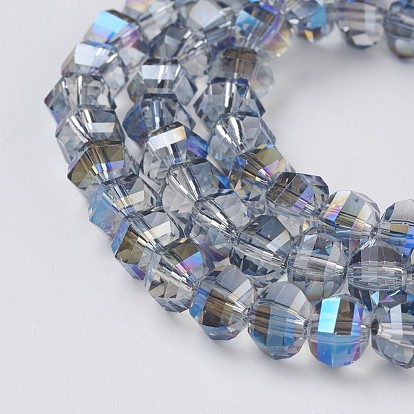 Electroplate Glass Beads Strands, Faceted, Rondelle, Full Rainbow Plated