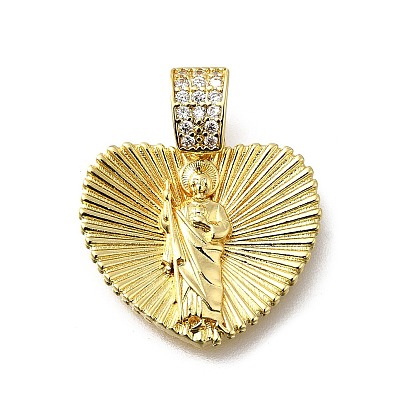 Латунные микро проложить кубического циркония подвески, амулеты в виде сердца и святого, стойки покрытие, долговечный, без свинца и без кадмия