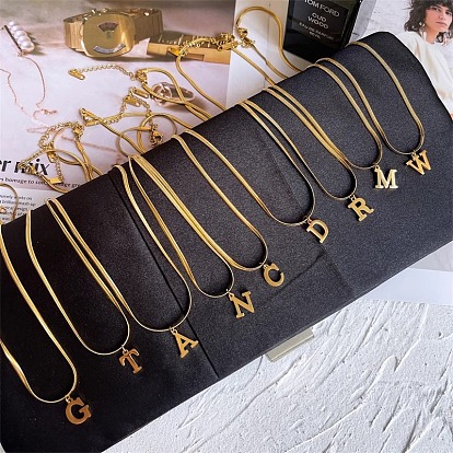 316 Женские ожерелья с цепочкой-змейкой из хирургической нержавеющей стали с инициалом, золотые