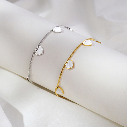 Элегантные браслеты из нержавеющей стали с подвесками в форме сердца, браслеты из змеиной цепи для женщин