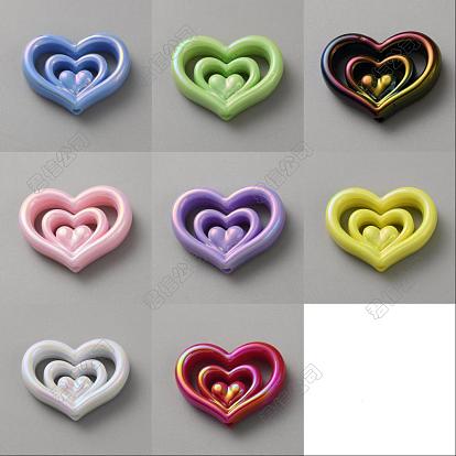 48pcs 8 couleurs perles acryliques opaques, coeur creux