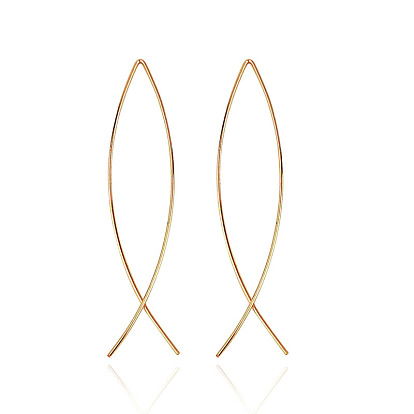 Minimalist Metal Flow Design Earrings - European and American Fishline Cross Ear Studs