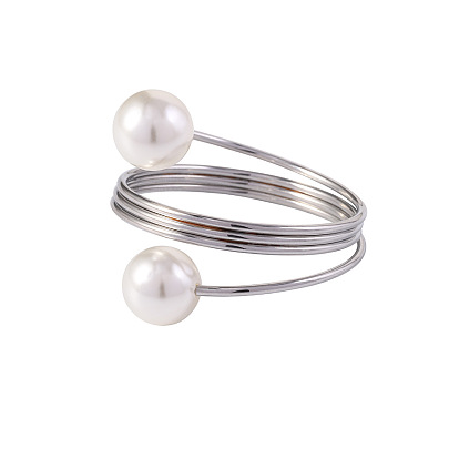 Simple pearl spring napkin buckle metal napkin mouth cloth napkin ring hotel table napkin ring table decoration