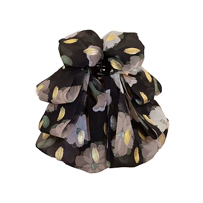 Plastic Claw Hair Clips, with Cloth Bowknot