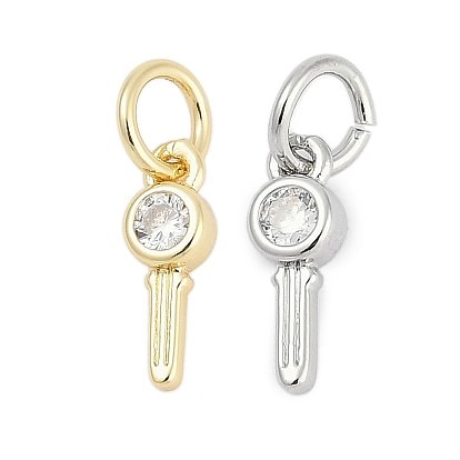 Латунные микропаве прозрачные кубические циркониевые подвески, ключ, без кадмия и без свинца, долговечный, стойки покрытие, с целью перехода в кольце
