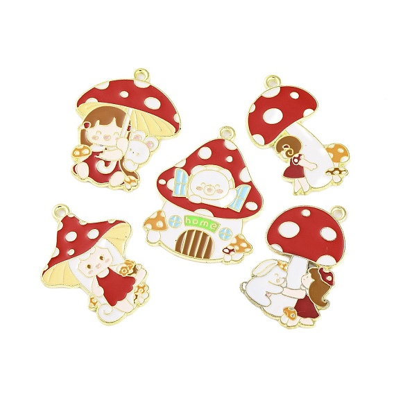 Золотили эмали сплава подвески, без кадмия и без свинца, гриб с девичьим шармом