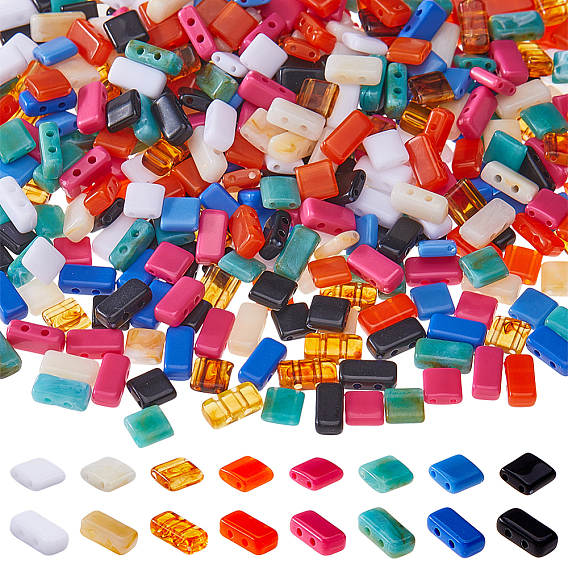 480 шт 16 цвета непрозрачные акриловые бусины, Прямоугольник и квадрат
