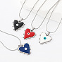 304 Collares con colgante de corazón y ojo turco de acero inoxidable esmaltado para mujer, color acero inoxidable