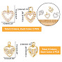 Nbeads 8Pcs 2 Style Brass Micro Pave Clear Cubic Zirconia Pendants, with Jump Rings, Long-Lasting Plated, Cadmium Free & Lead Free, Heart