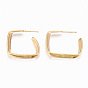 Brass Half Hoop Earrings, Stud Earring, Nickel Free, Rectangle