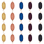 Electroplate Druzy Resin Links Connectors, with Iron Findings, Oval, Light Gold