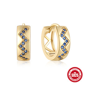 Colorful Geometric Wave Silver Earrings with Eye-catching Design and Inlaid Diamonds
