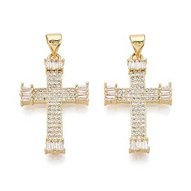 Религиозные латунные подвески с микропаве из прозрачного кубического циркония, крест прелести
