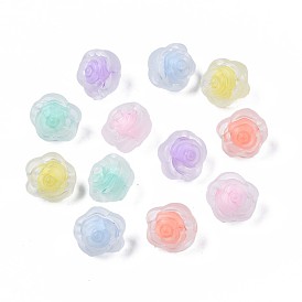 Transparent Acrylic Beads, Frosted, Bead in Bead, Flower