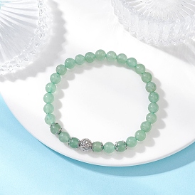 Женские браслеты из круглых бусин из натуральных драгоценных камней и латуни, платина