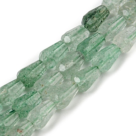 Brins de perles de quartz vert naturel, facette, larme