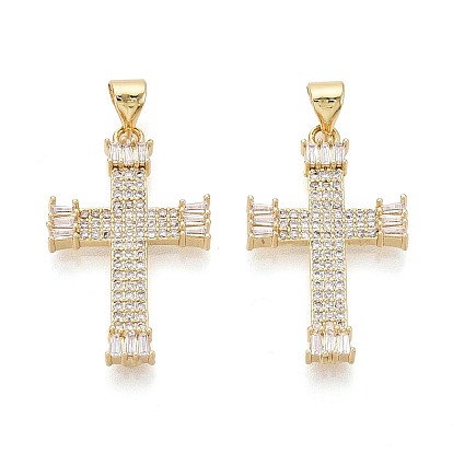Религиозные латунные подвески с микропаве из прозрачного кубического циркония, крест прелести