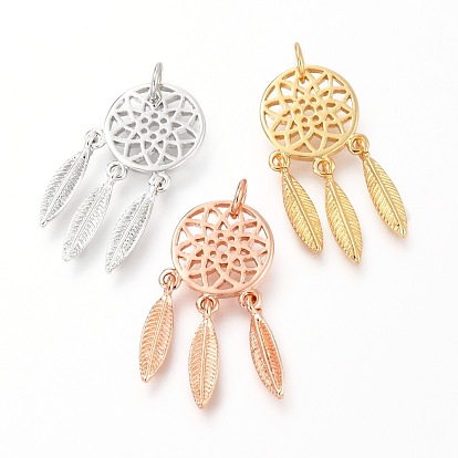 Латунные подвески, тканая сеть / паутина с пером