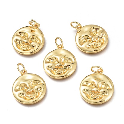 Латунные подвески, с прыжковых колец, долговечный, лицо