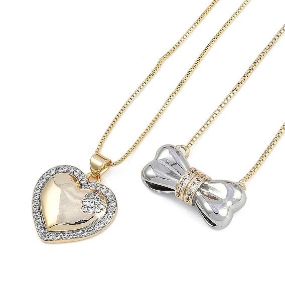 Латунные микропаве прозрачные кубические цирконии подвеска коробка цепи ожерелья для женщин, платиной и золотом