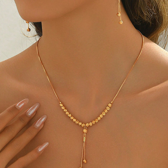 Модные винтажные латунные серьги-подвески с кисточками и комплекты ожерелий для женщин